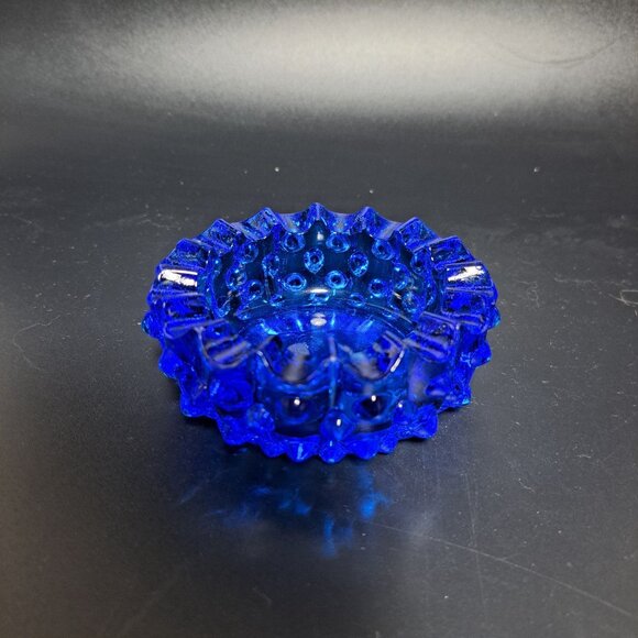 Fenton Cobalt Blue Hobnail Glass Ashtray Collectible Vintage Decorative Piece - Picture 3 of 13